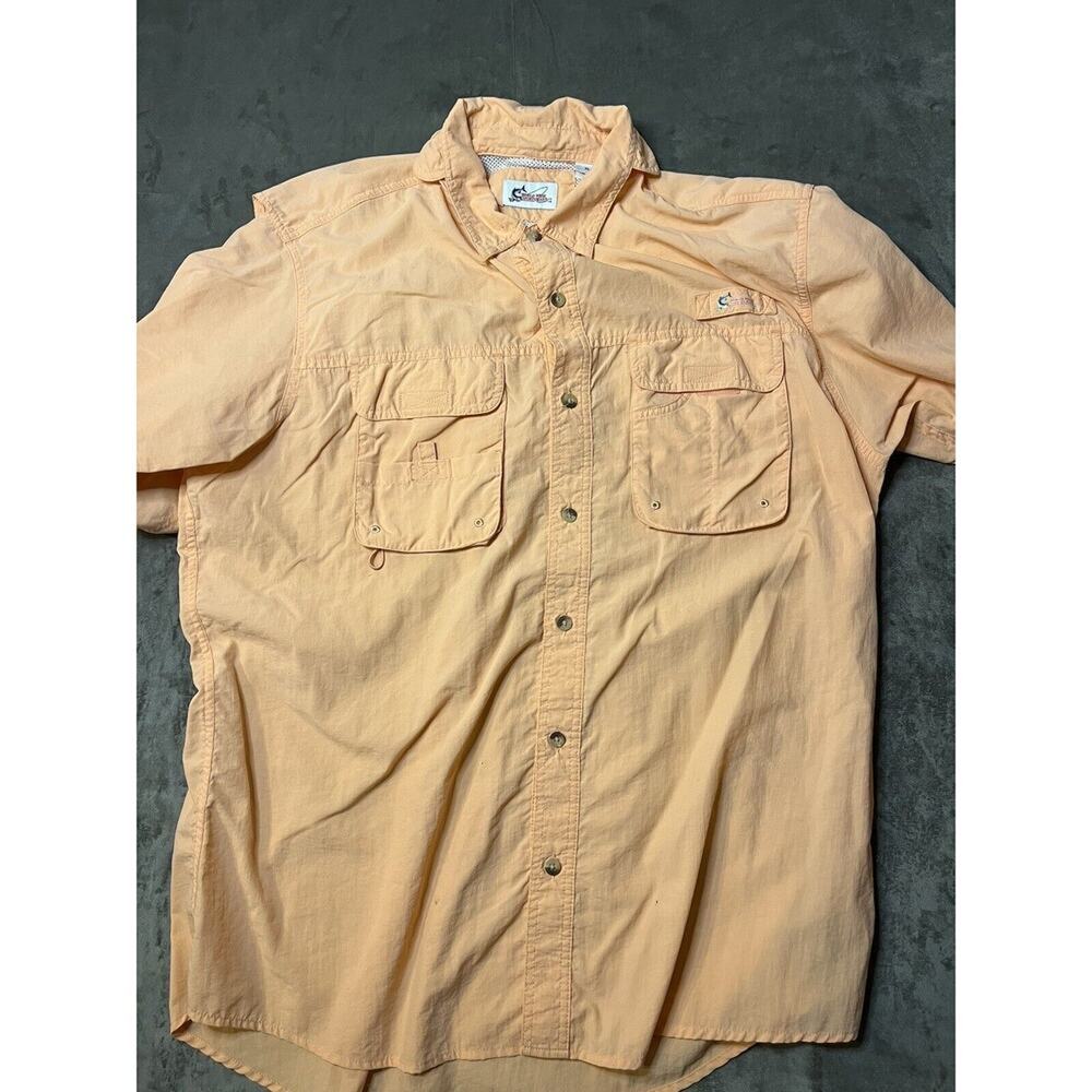 World Wide Sportsman Shirt Mens XL Orange Long Sleeve Outdoor Fishing Vented